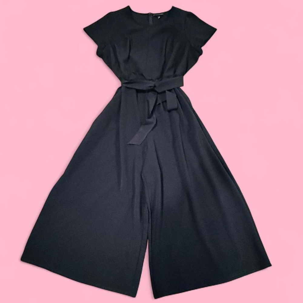 Whimsygoth Office Mod Sexy Wide Leg Ankle Black Jumpsuit 28